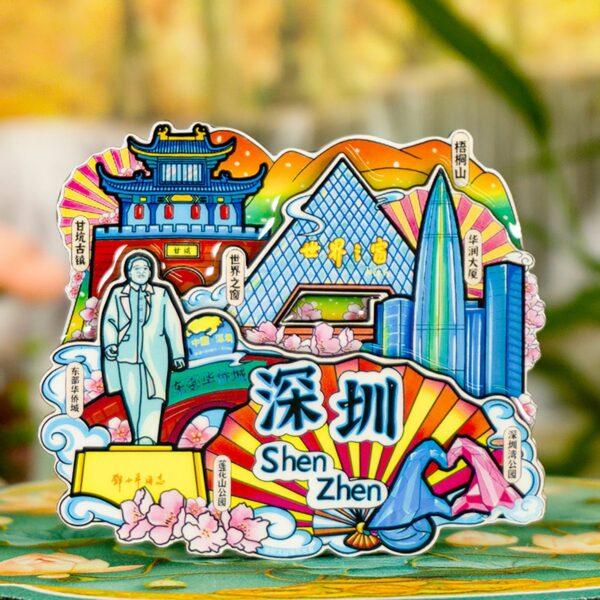 Guochao City 3D Wooden Epoxy Refrigerator Sticker - Image 3