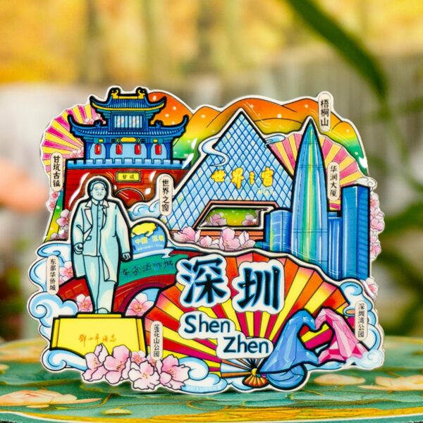 Guochao City 3D Wooden Epoxy Refrigerator Sticker - Image 2