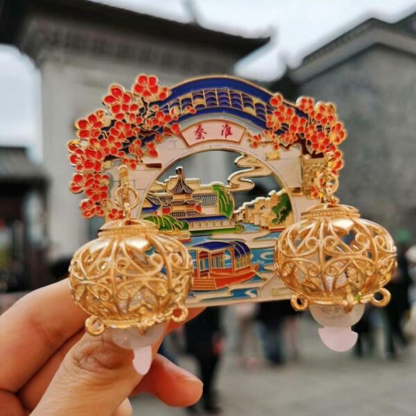 Qinhuai River Metal Magnetic Refrigerator Sticker - Intangible Cultural Heritage Souvenir - Image 8