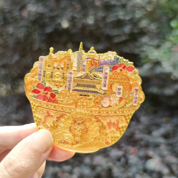 Guangzhou Golden Rice Bowl Metal Refrigerator Sticker - Tourism Souvenir - Image 2