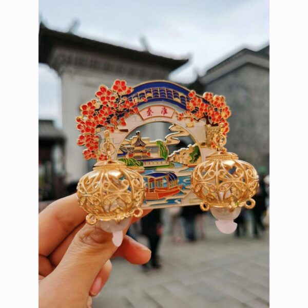 Qinhuai River Metal Magnetic Refrigerator Sticker - Intangible Cultural Heritage Souvenir - Image 2